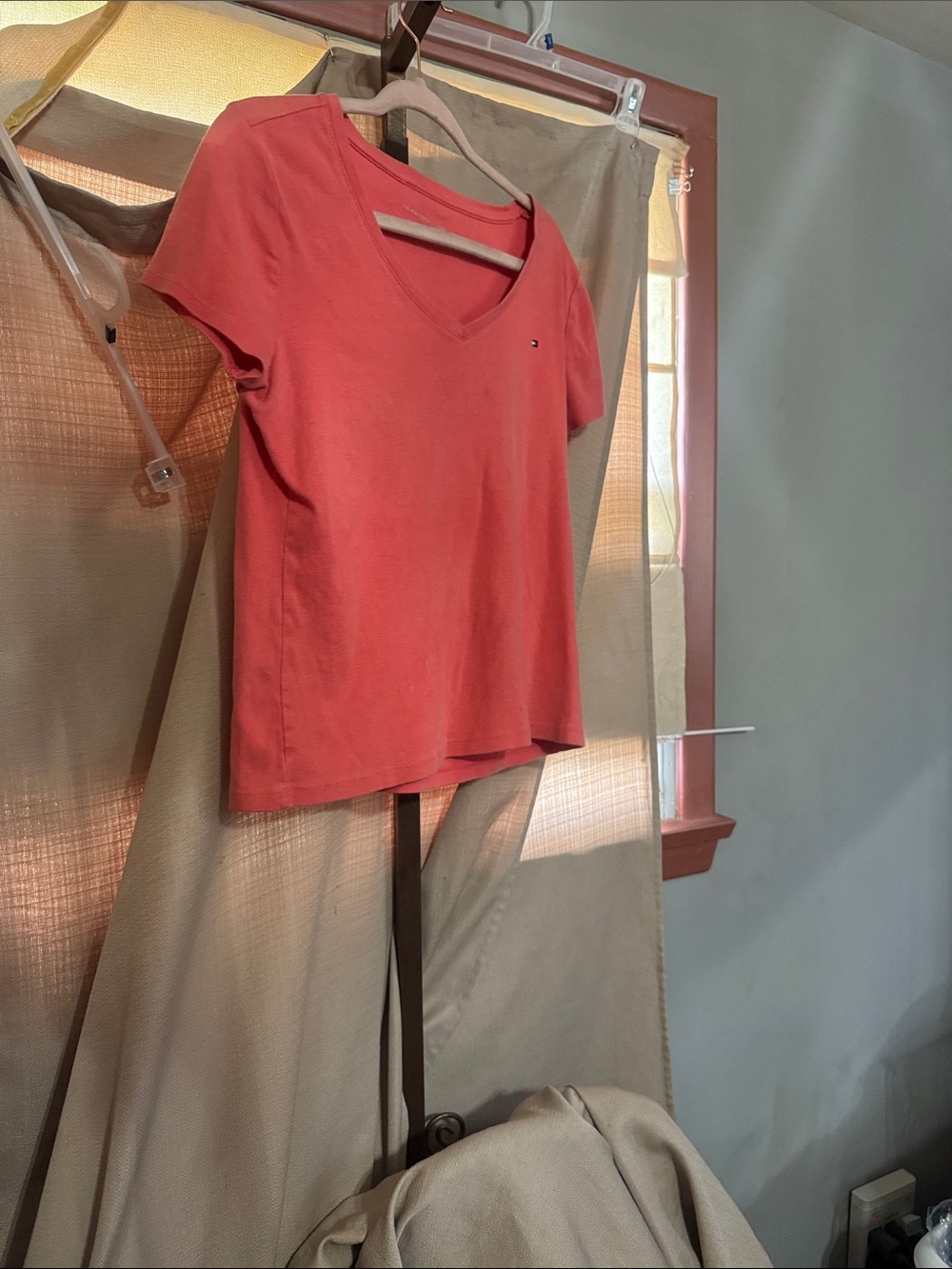 Tommy Hilfiger Coral V-Neck Short Sleeve Tee